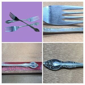 3 Rogers Lisette Roberts Stanley Dinner Forks Stainless Japan Rose Floral READ